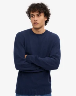 Classic Merino Wool Crew - Marine Blue