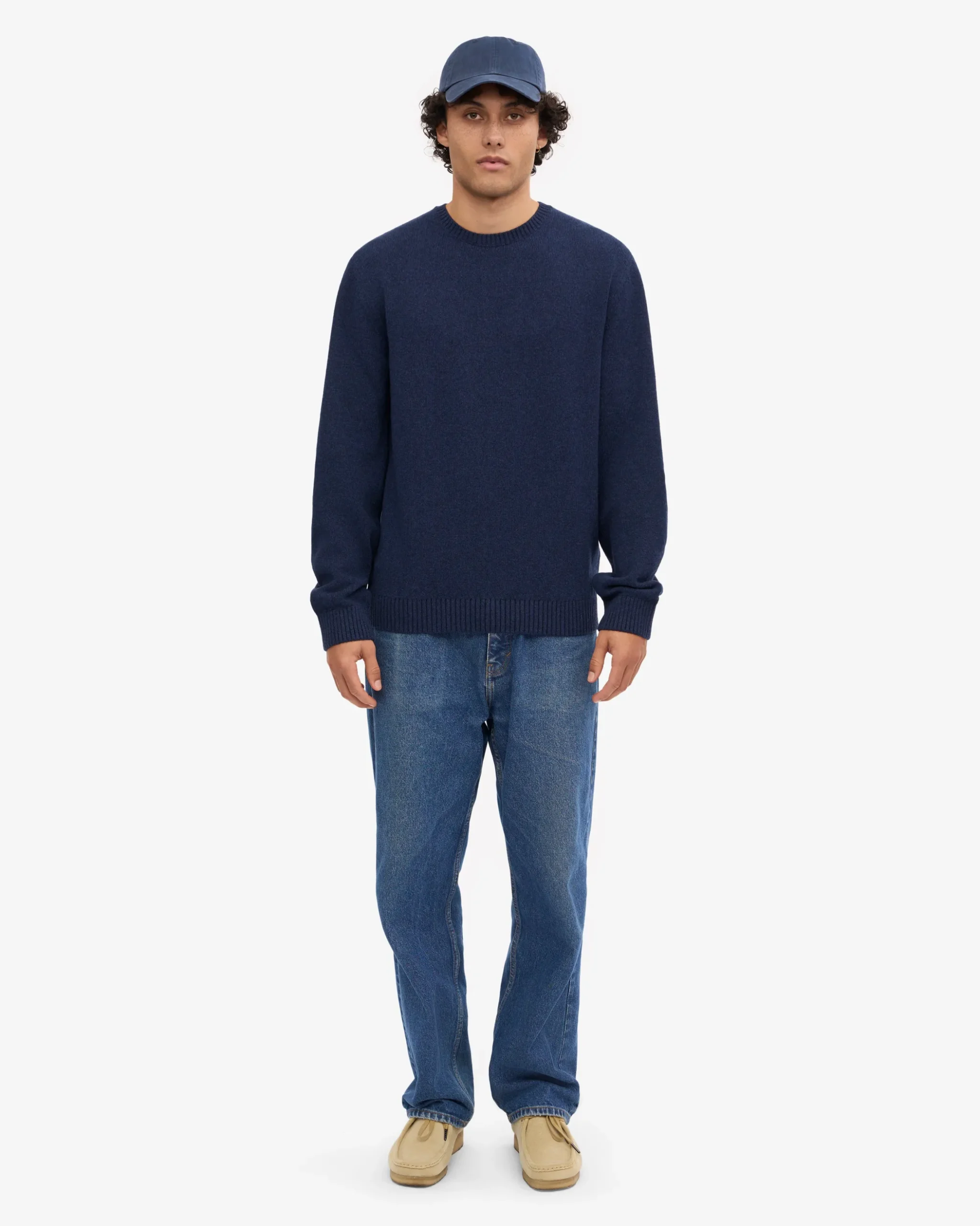 Classic Merino Wool Crew - Marine Blue