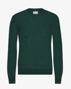 Light Merino Wool Crew - Emerald Green