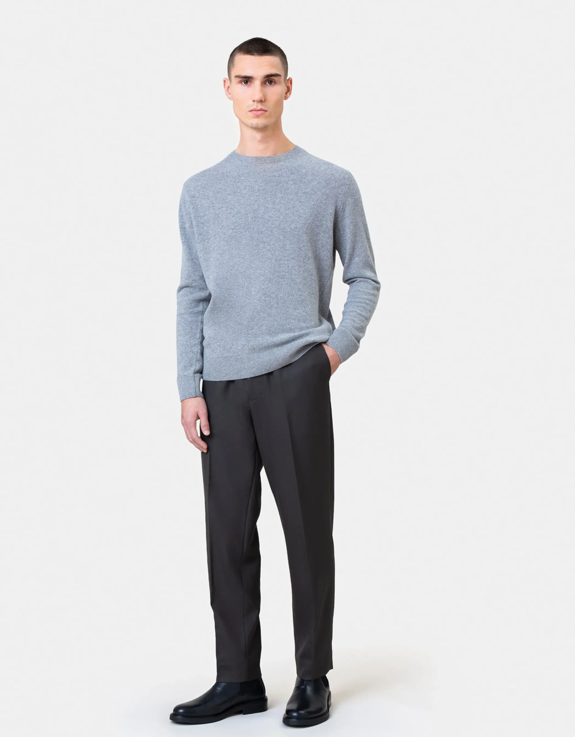 Light Merino Wool Crew - Faded Pink