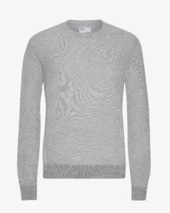 Light Merino Wool Crew - Heather Grey