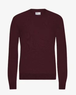 Light Merino Wool Crew - Oxblood Red