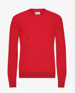 Light Merino Wool Crew - Scarlet Red