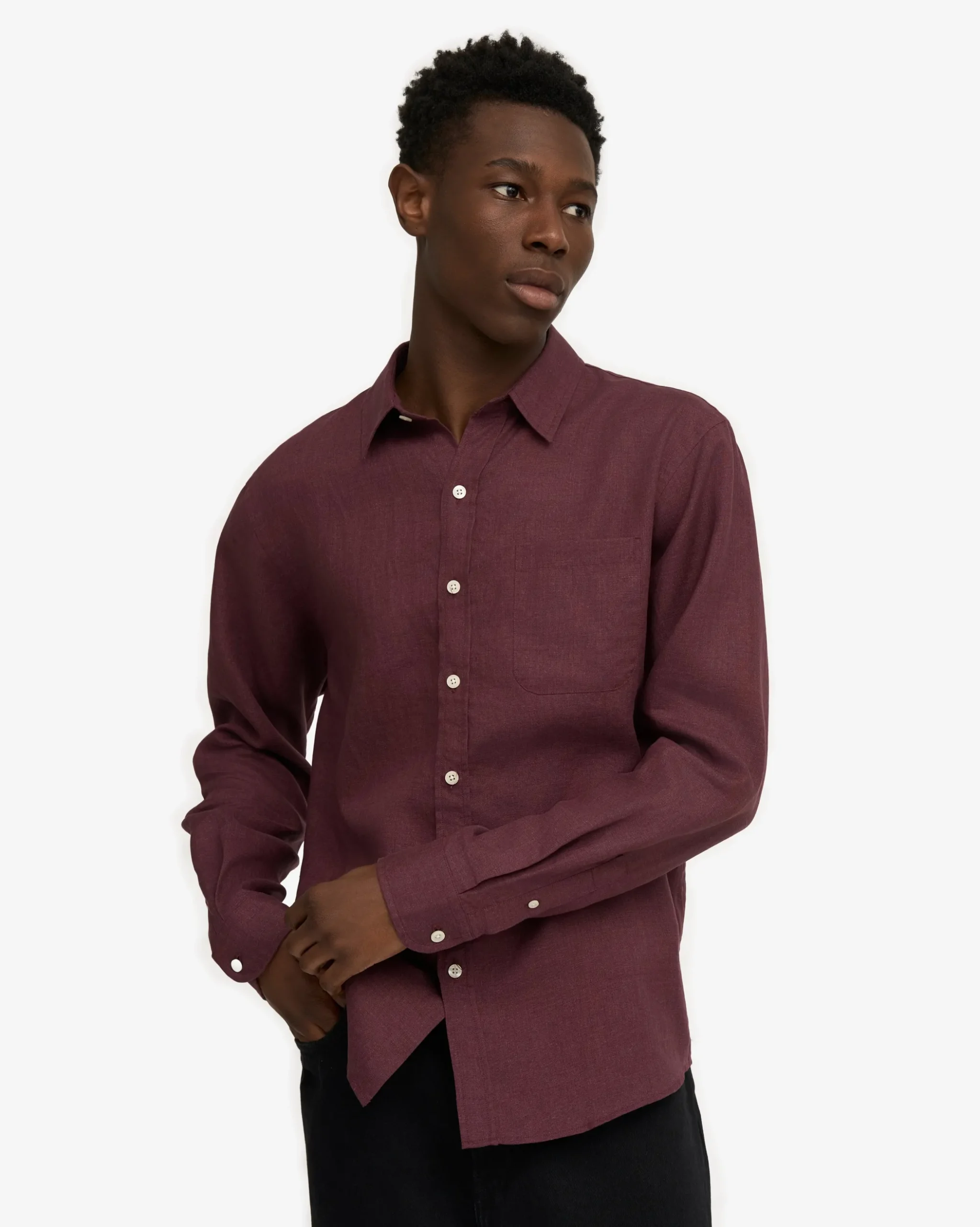 Linen Shirt - Oxblood Red