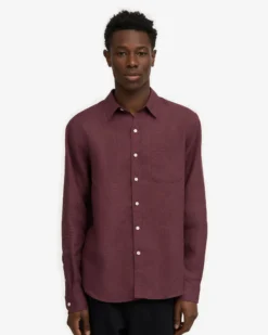 Linen Shirt - Oxblood Red
