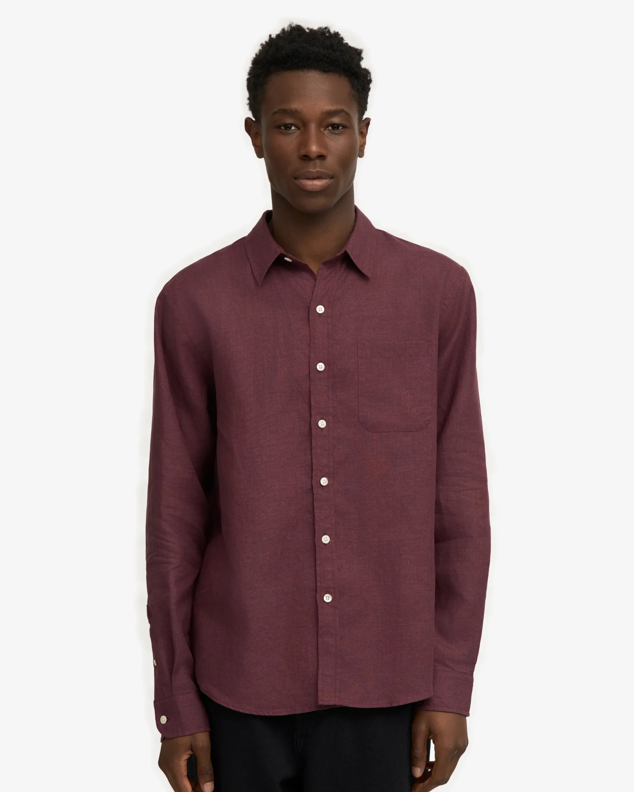 Linen Shirt - Oxblood Red