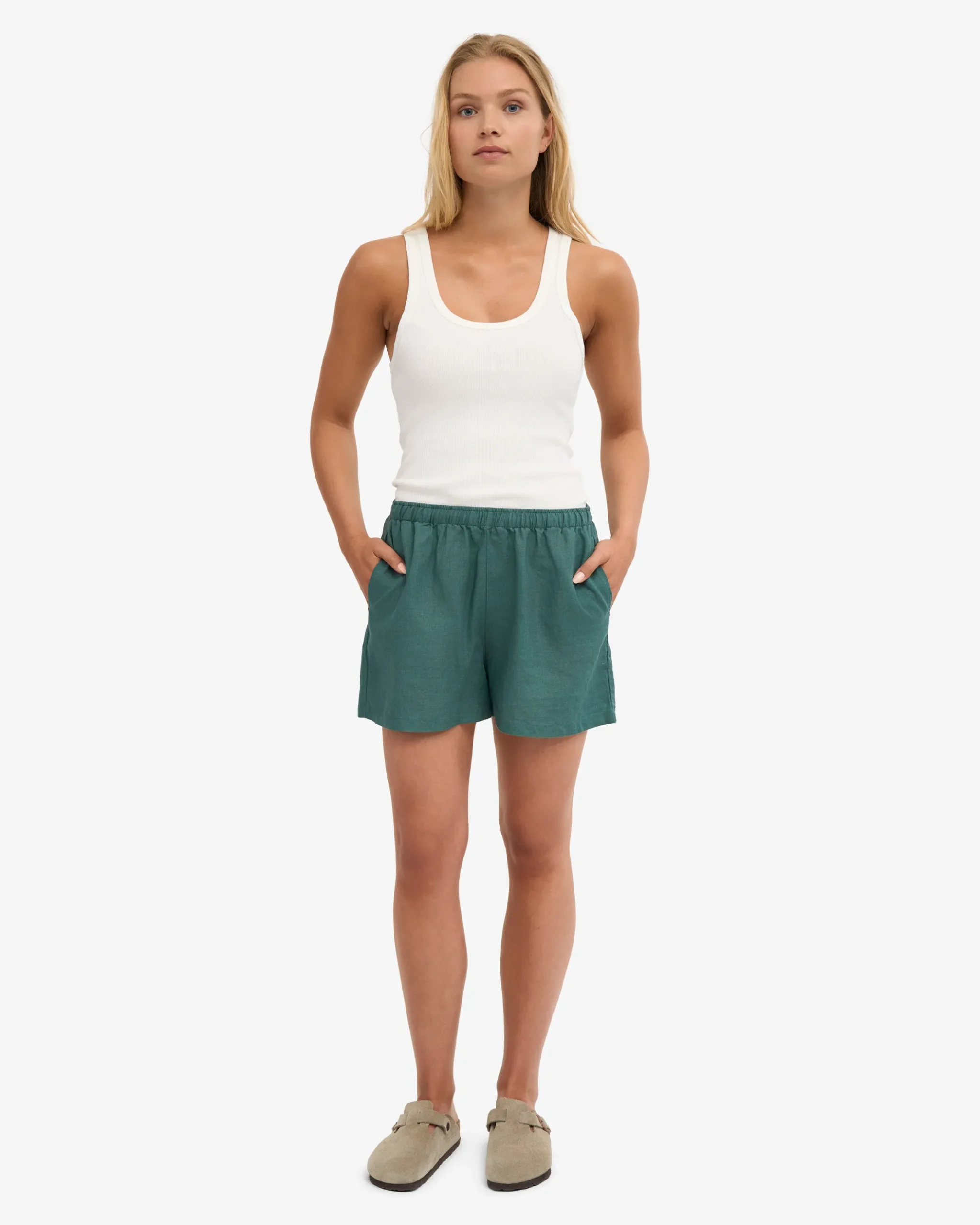 Linen Shorts - Ocean Green