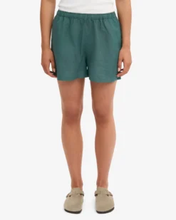 Linen Shorts - Ocean Green