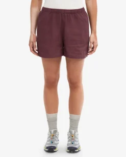 Linen Shorts - Oxblood Red