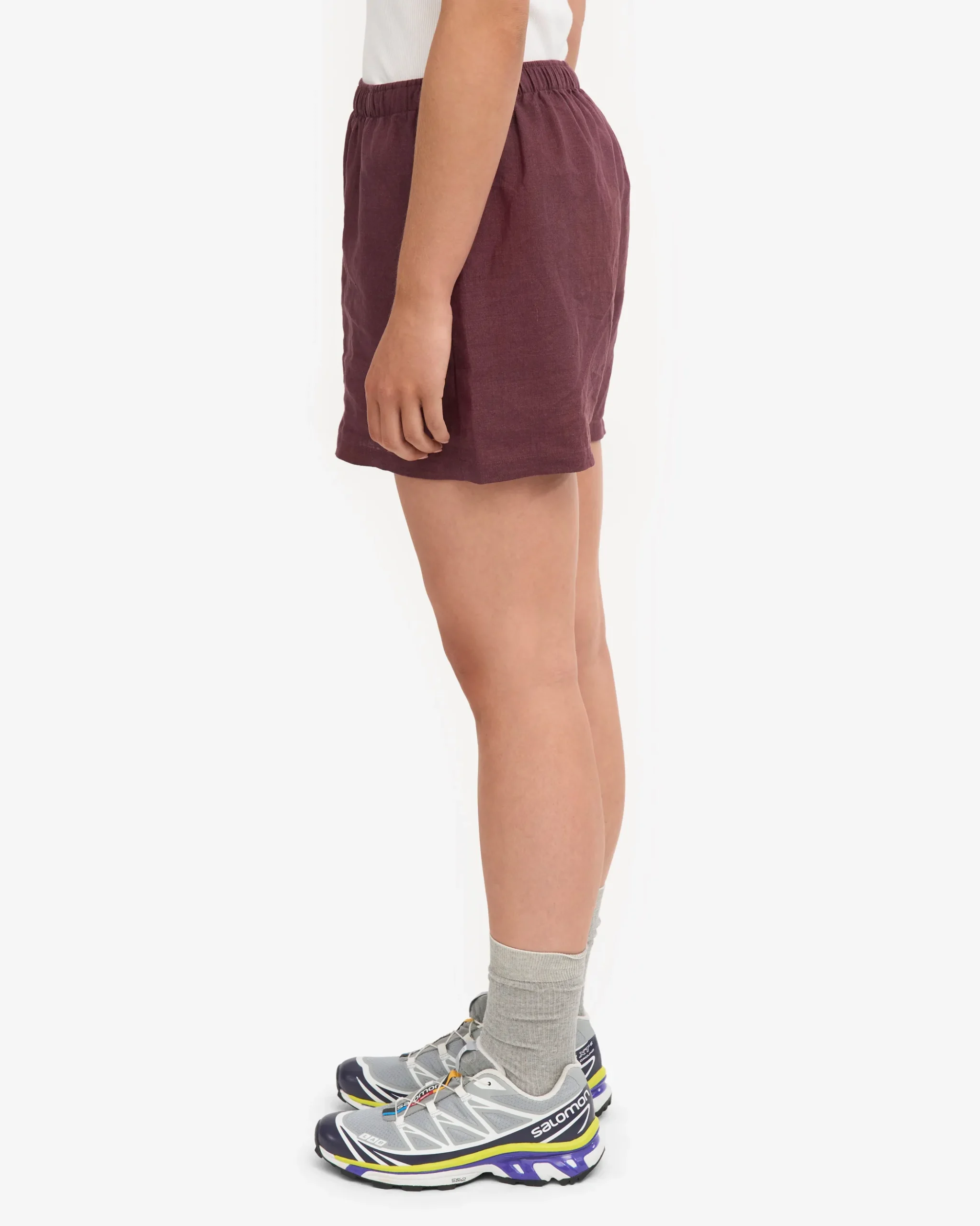 Linen Shorts - Oxblood Red