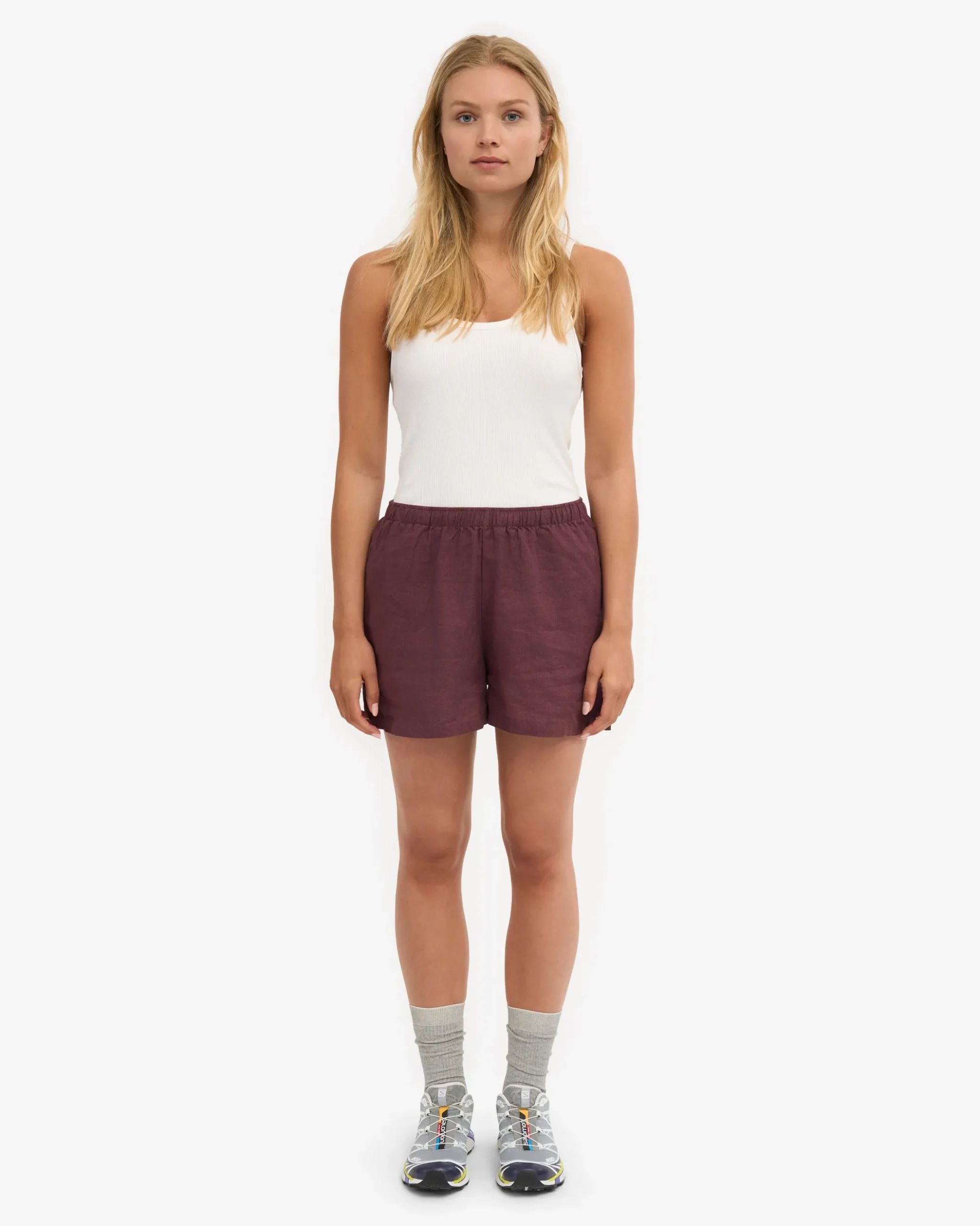 Linen Shorts - Oxblood Red