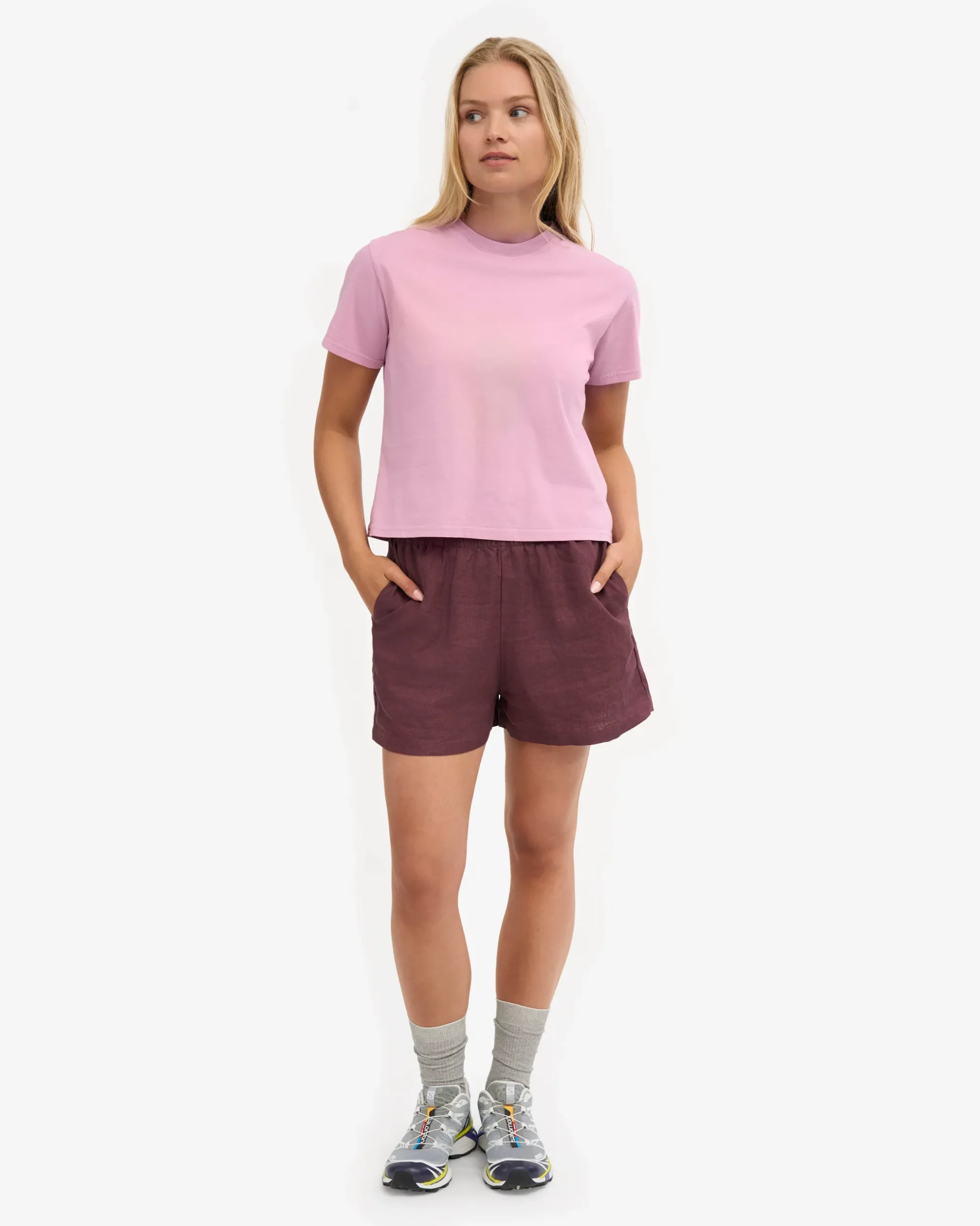 Linen Shorts - Oxblood Red