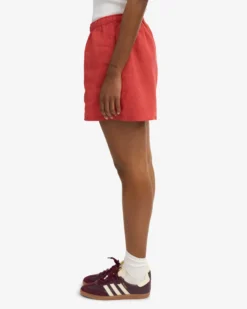 Linen Shorts - Red Tangerine