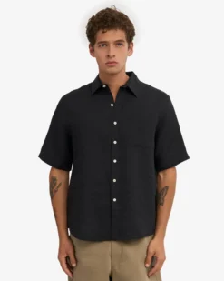 Linen SS Shirt - Deep Black