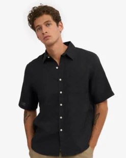 Linen SS Shirt - Deep Black