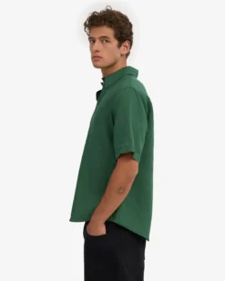 Linen SS Shirt - Emerald Green