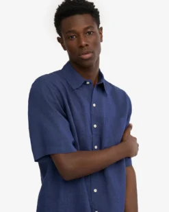 Linen SS Shirt - Marine Blue