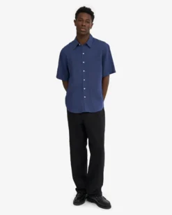 Linen SS Shirt - Marine Blue