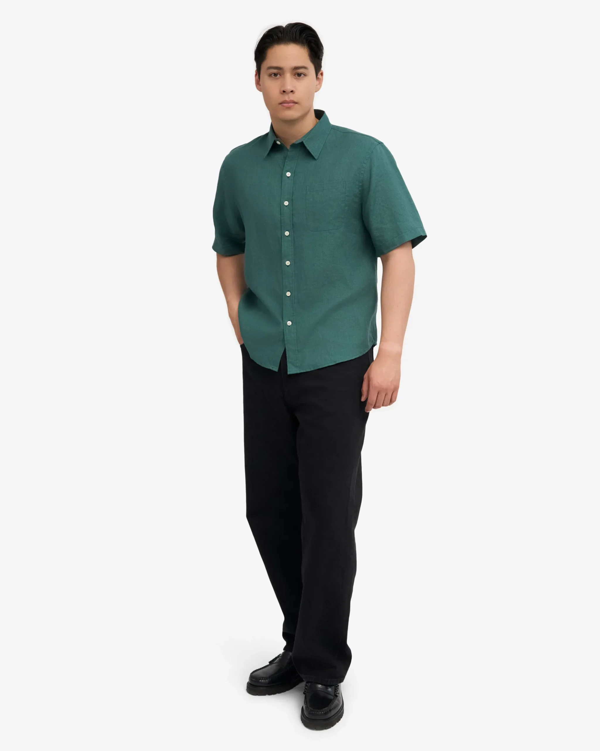 Linen SS Shirt - Ocean Green