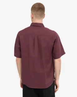 Linen SS Shirt - Oxblood Red