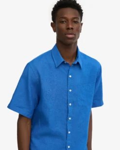 Linen SS Shirt - Pacific Blue