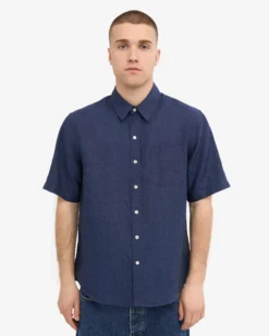 Linen SS Shirt - Petrol Blue