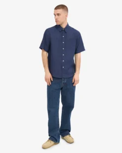 Linen SS Shirt - Petrol Blue