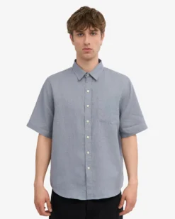 Linen SS Shirt - Steel Blue