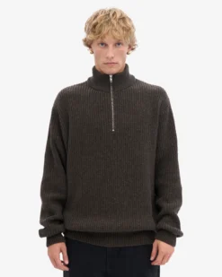 Merino Quarter Zip - Coffee Brown