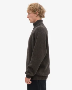 Merino Quarter Zip - Coffee Brown