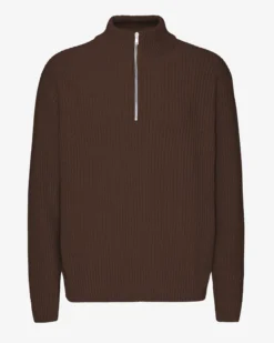 Merino Quarter Zip - Coffee Brown