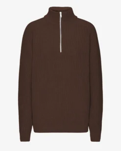 Merino Quarter Zip - Coffee Brown