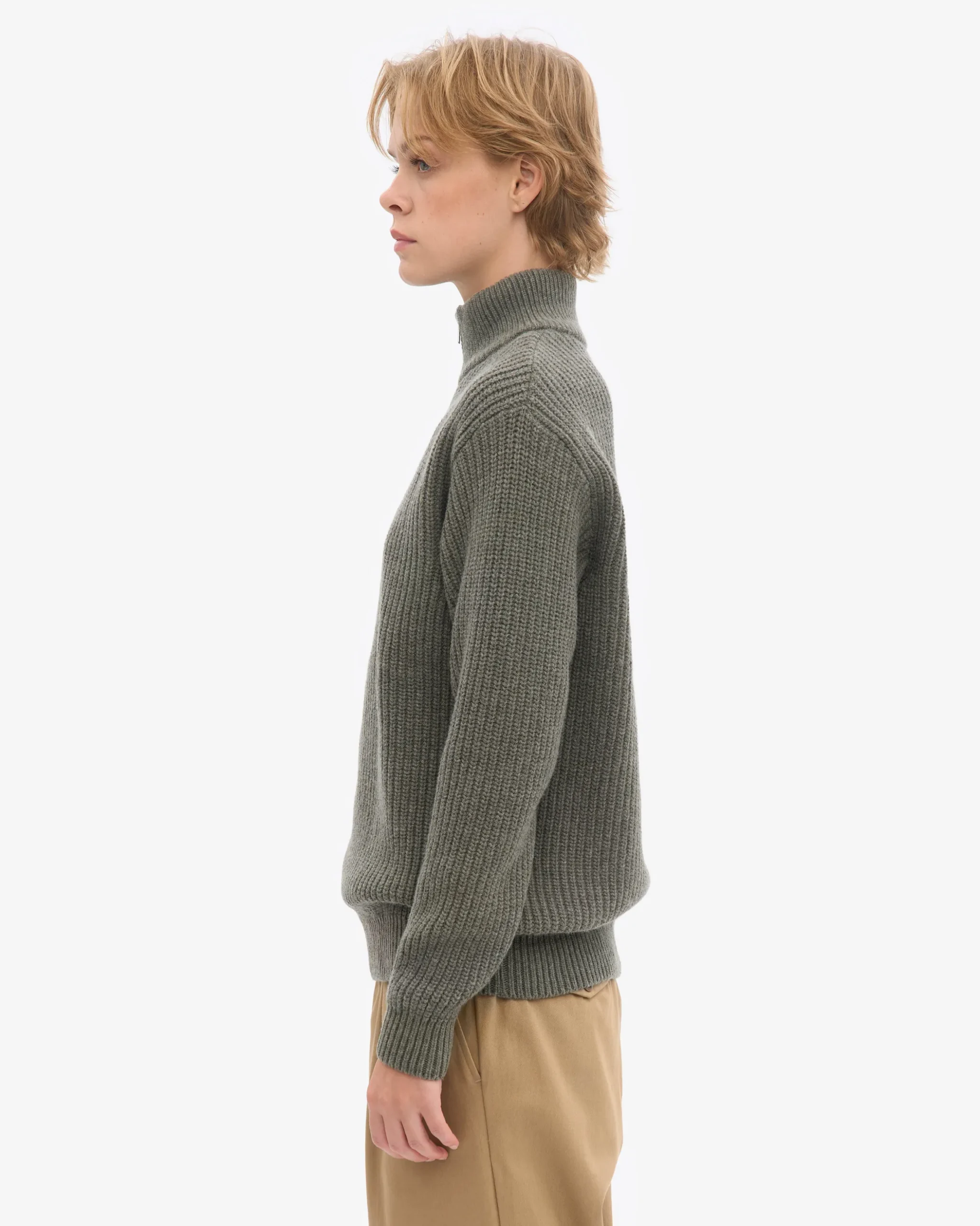 Merino Quarter Zip - Dusty Olive