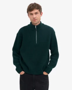 Merino Quarter Zip - Emerald Green