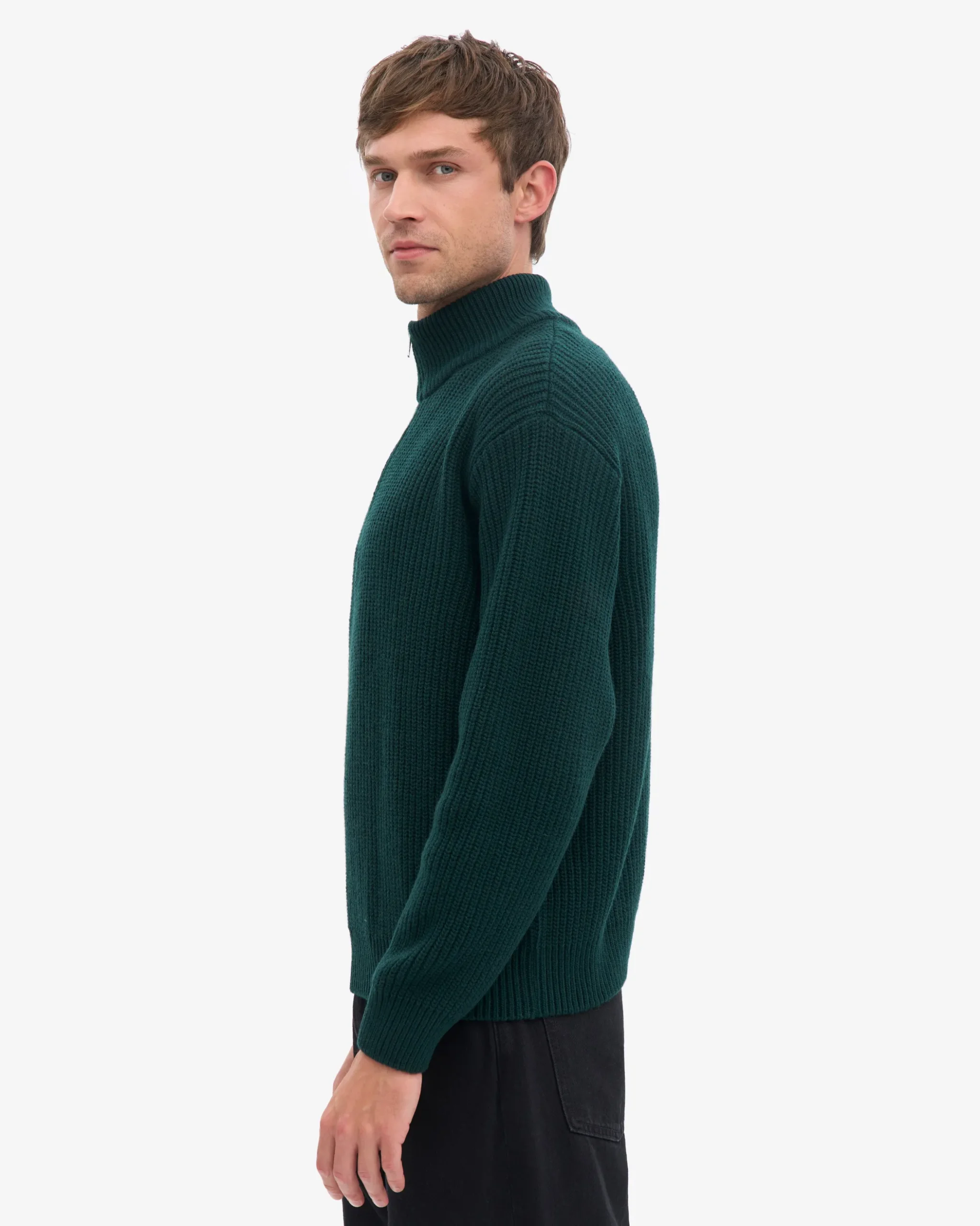 Merino Quarter Zip - Emerald Green