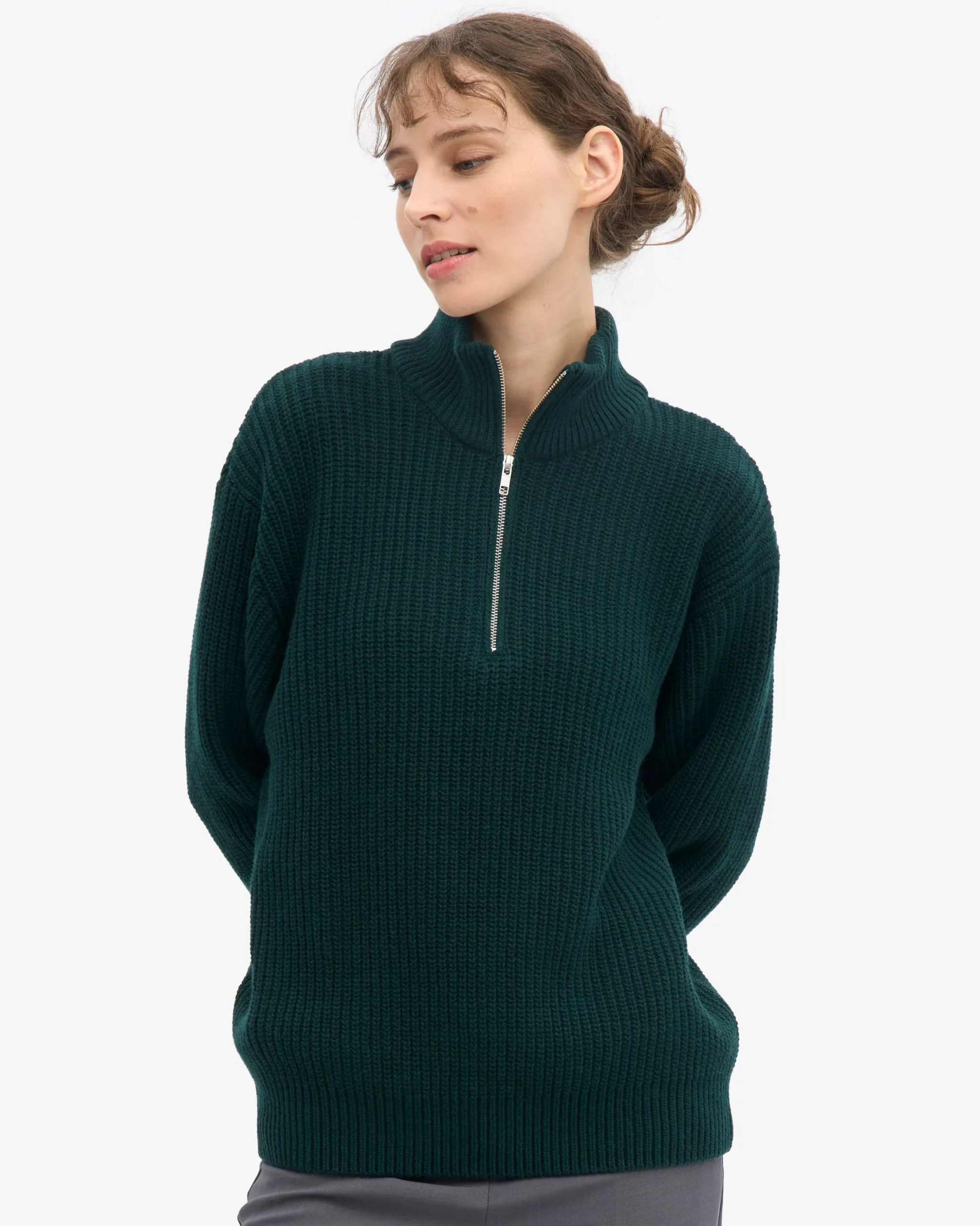 Merino Quarter Zip - Emerald Green