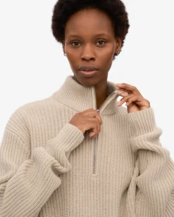 Merino Quarter Zip - Ivory White