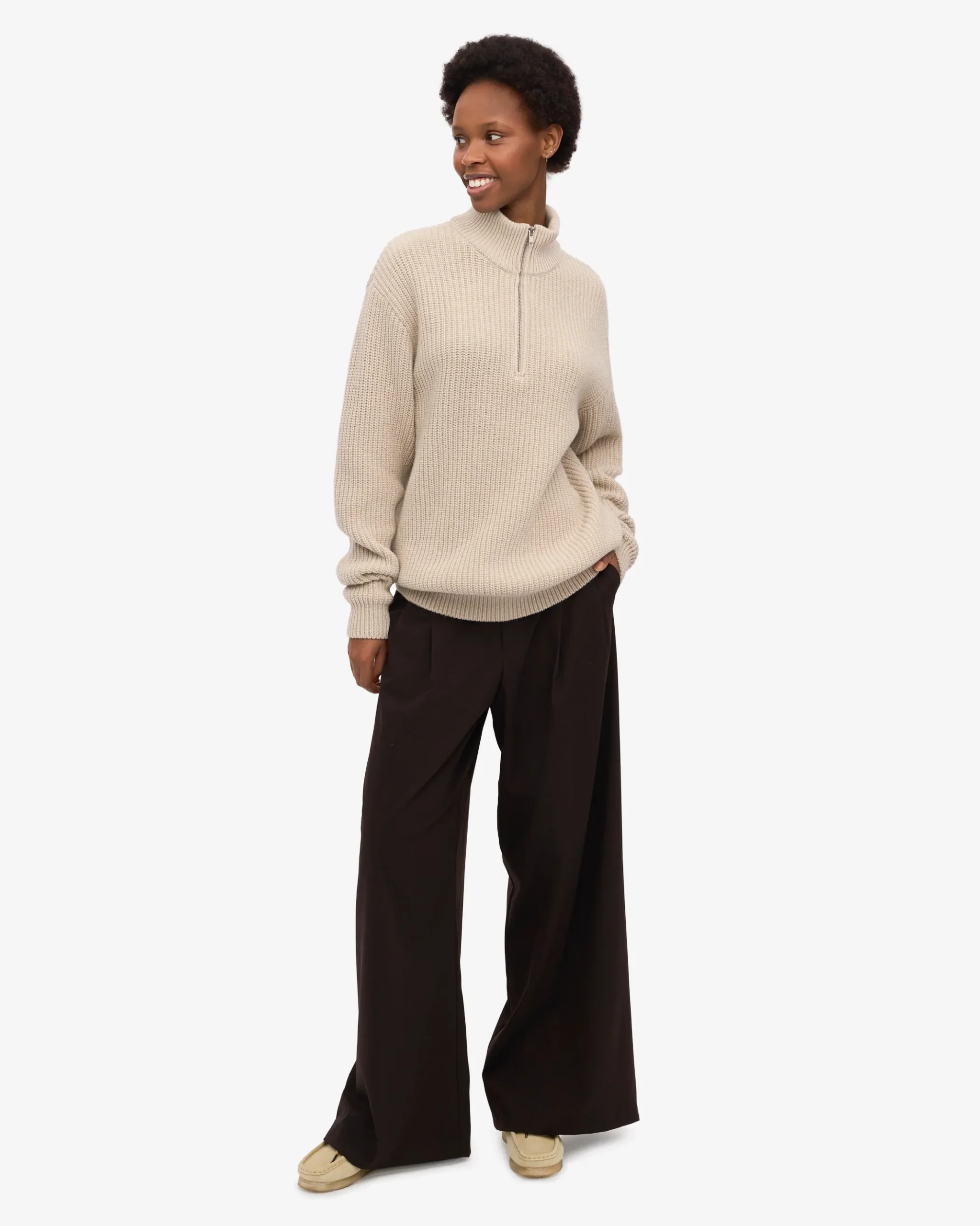Merino Quarter Zip - Ivory White