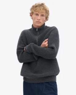 Merino Quarter Zip - Lava Grey