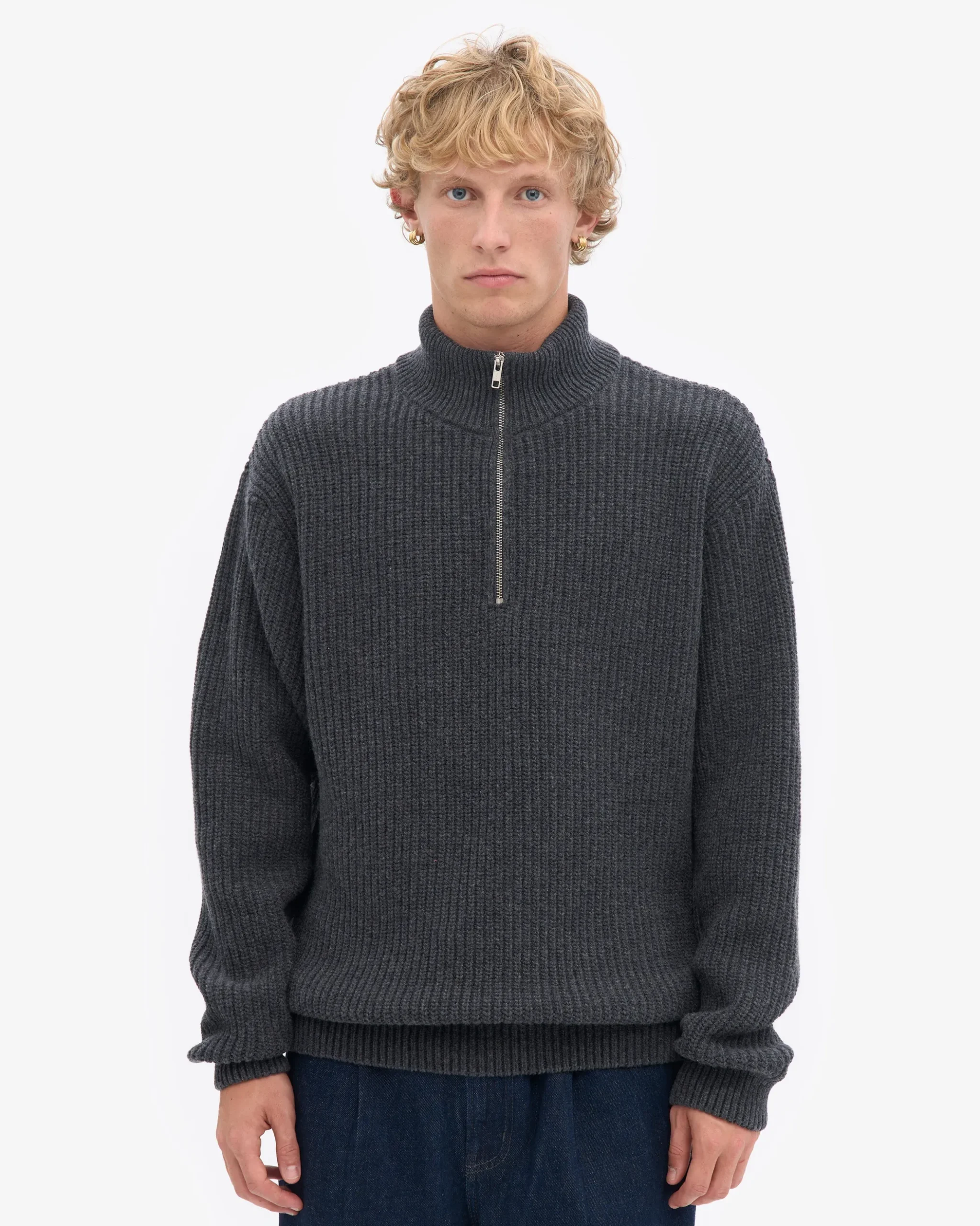 Merino Quarter Zip - Lava Grey