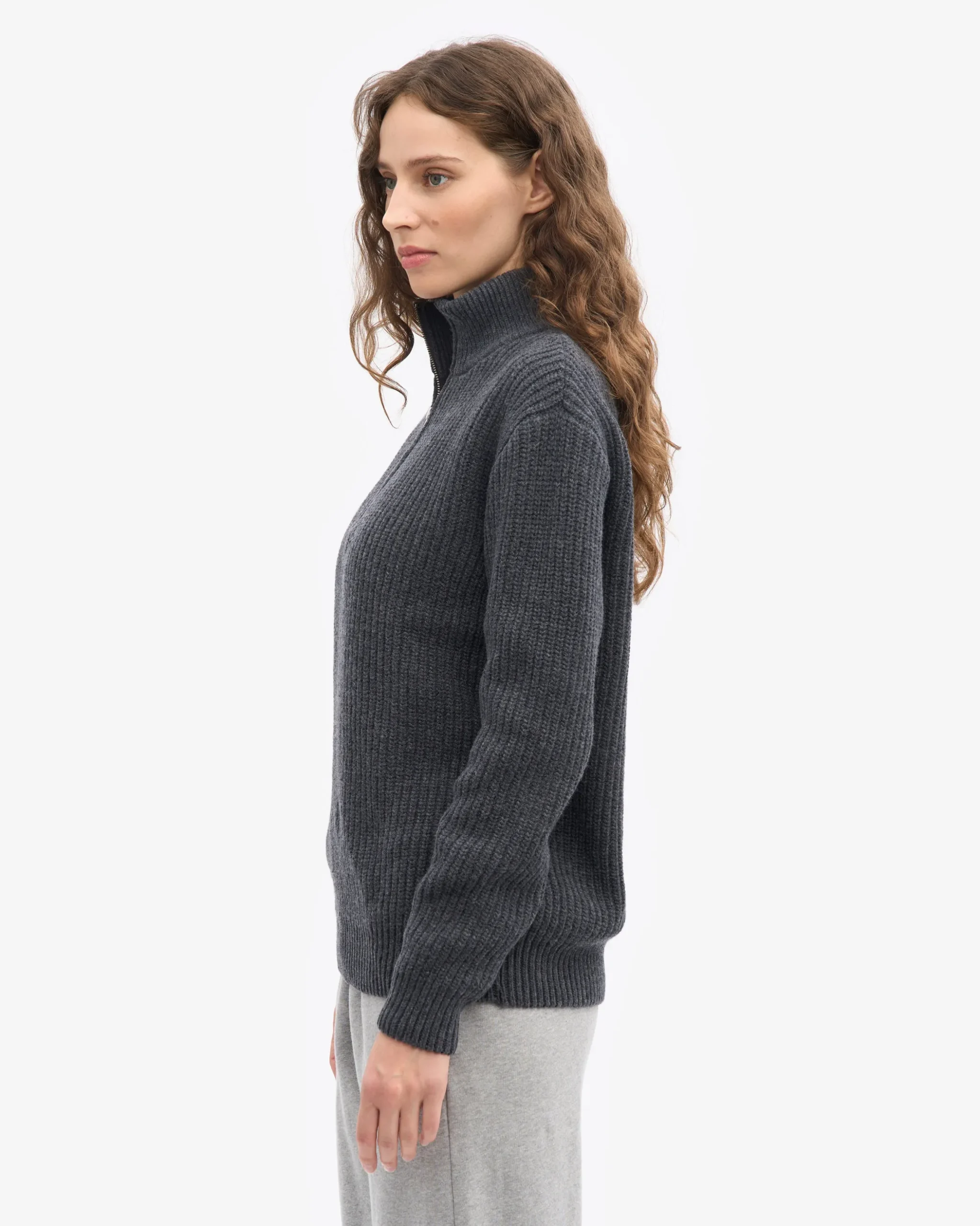 Merino Quarter Zip - Lava Grey