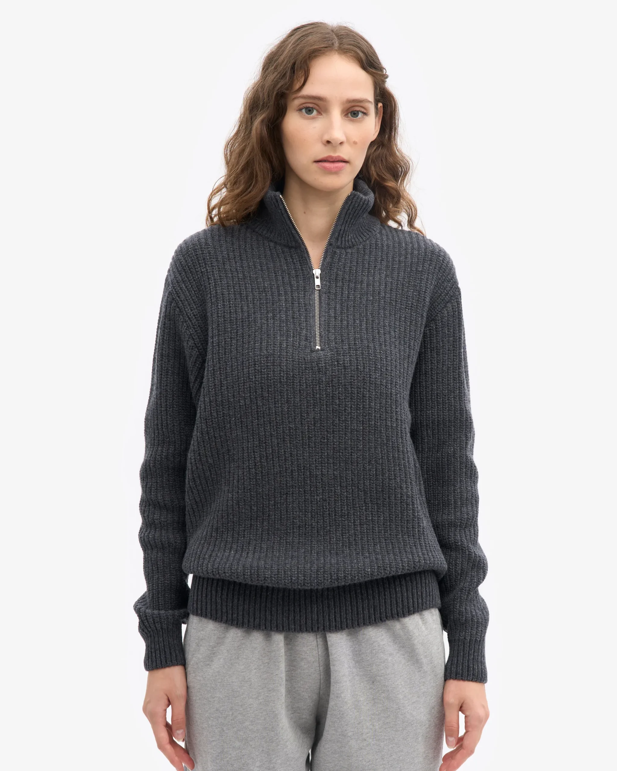 Merino Quarter Zip - Lava Grey