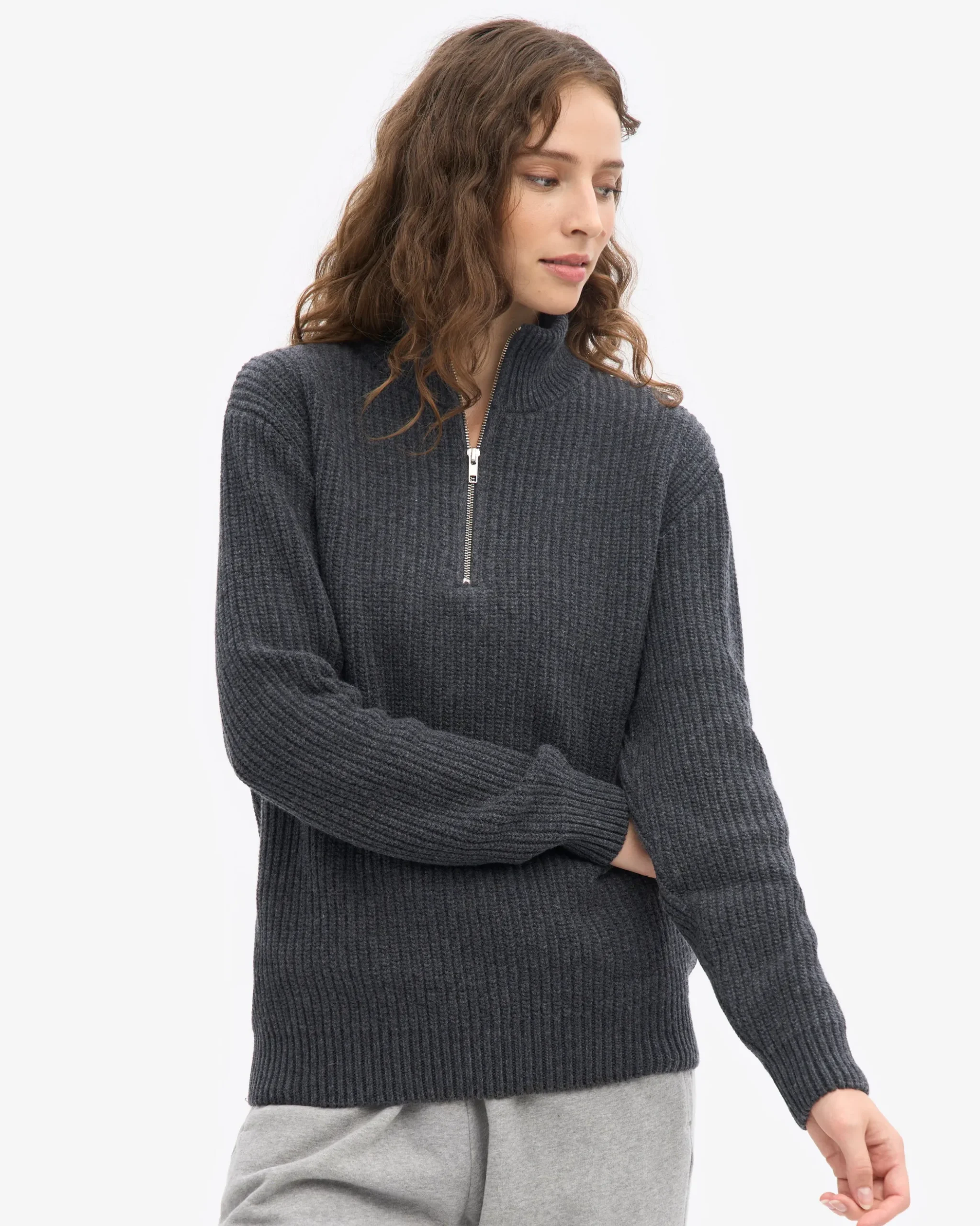 Merino Quarter Zip - Lava Grey