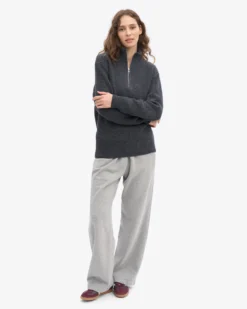 Merino Quarter Zip - Lava Grey
