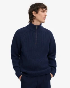Merino Quarter Zip - Marine Blue