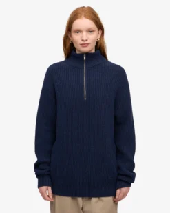 Merino Quarter Zip - Marine Blue