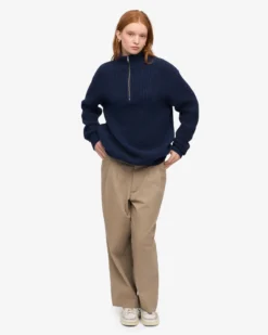 Merino Quarter Zip - Marine Blue