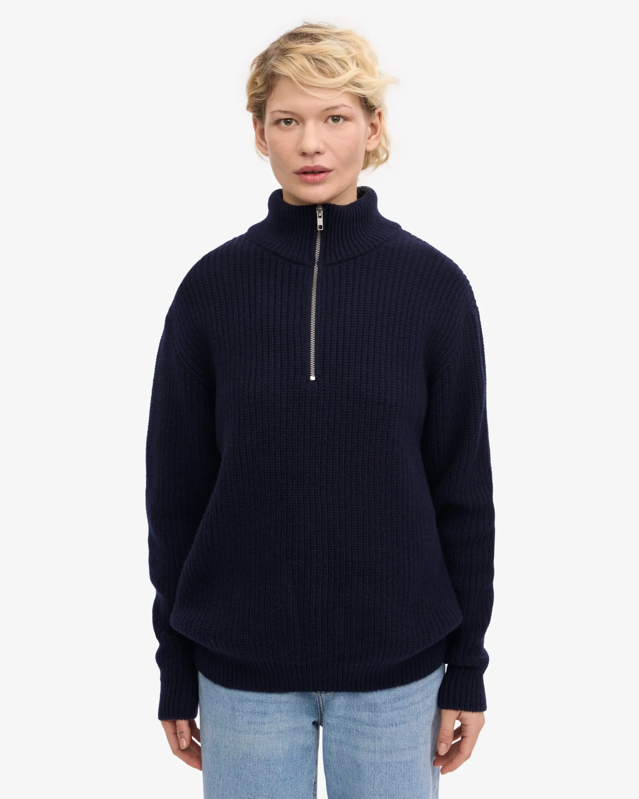 Merino Quarter Zip - Navy Blue
