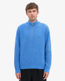 Merino Quarter Zip - Pacific Blue