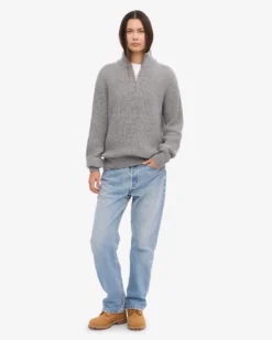 Merino Quarter Zip - Petrol Blue